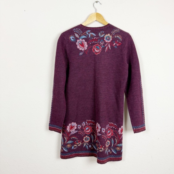 Sundance Merino Wool Floral Longline Cardigans Size Small - Picture 5 of 5